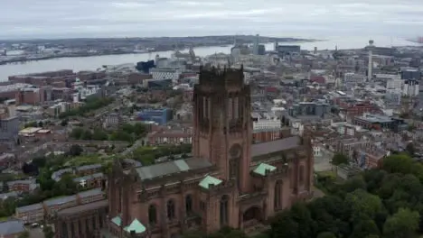 Drone Shot Orbiting Liverpool Cathedral 04