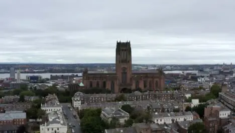 Drone Shot Pulling Away From Liverpool Cathedral