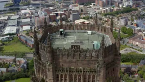 Drone Shot Rising Over Liverpool Cathedral 02