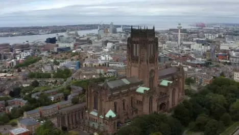 Drone Shot Orbiting Liverpool Cathedral 09