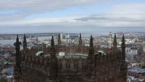 Drone Shot Rising Over Liverpool Cathedral 01