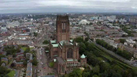 Drone Shot Orbiting Liverpool Cathedral 08