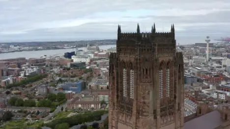 Drone Shot Orbiting Liverpool Cathedral 07