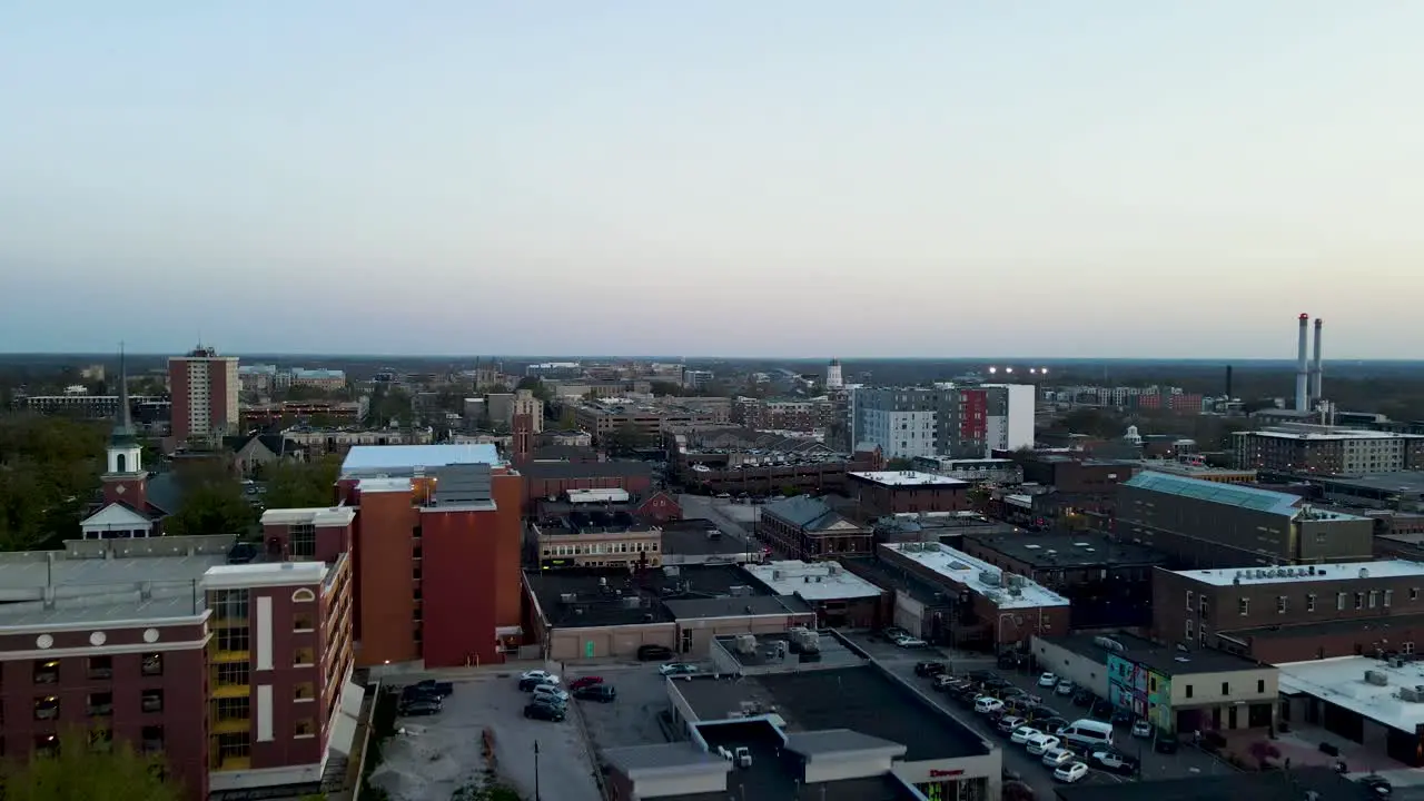 Downtown City Buildings in American Midwest Town of Columbia Missouri Aerial