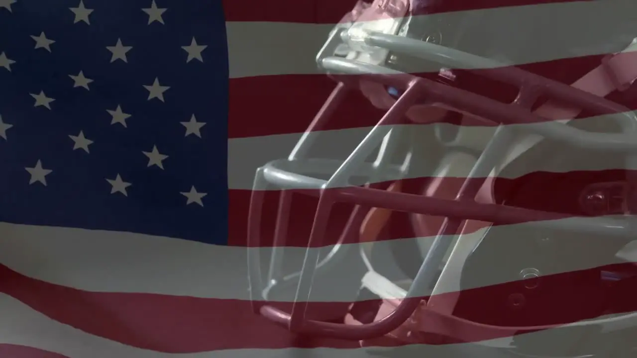 Rugby helmet and American flag