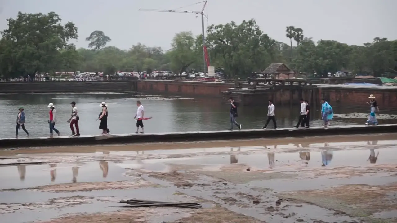 Line of people at Angkor Wat