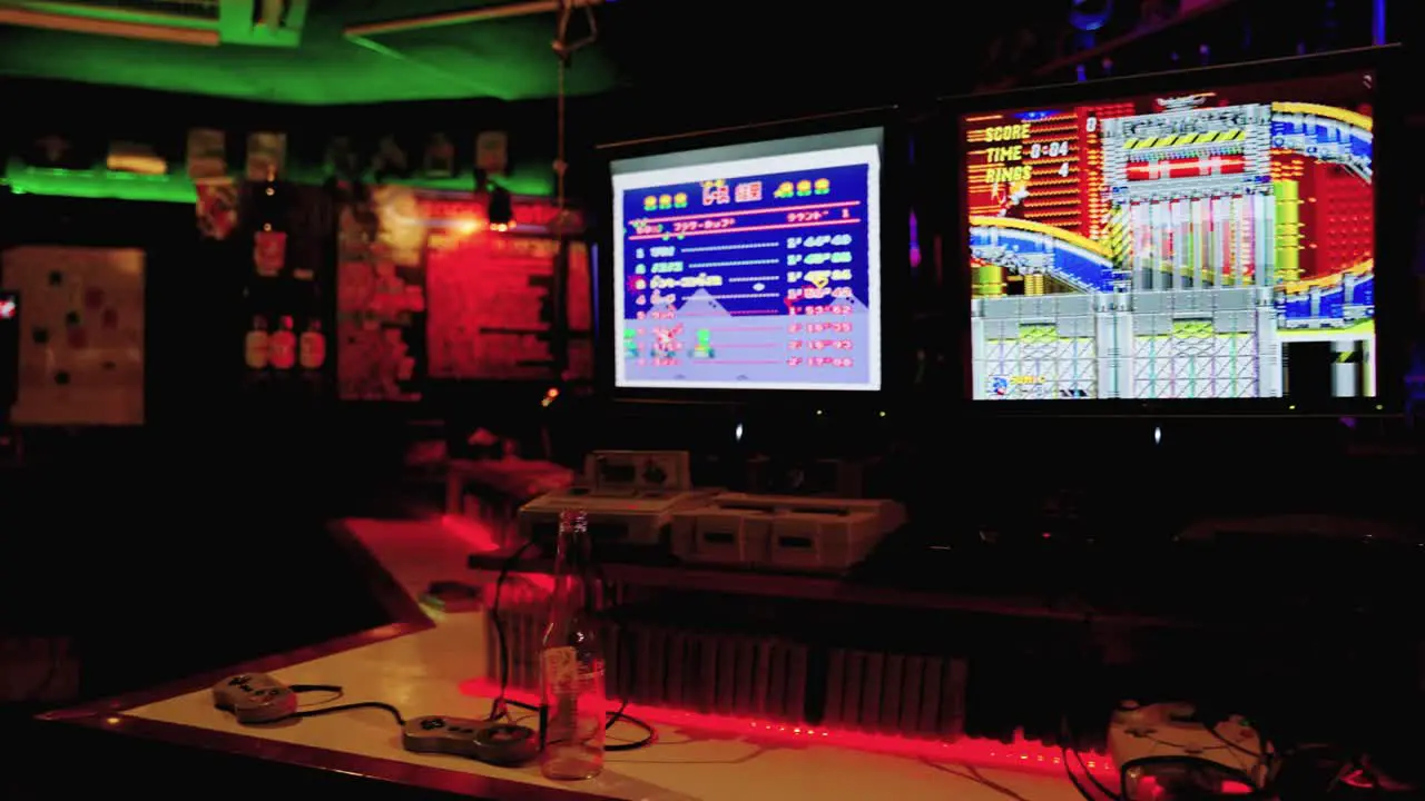 Retro Video Game Arcade and Bar in Osaka Japan