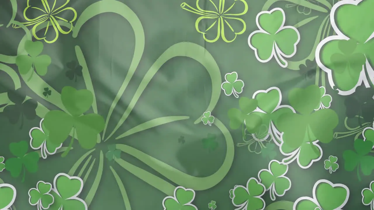 Animation of shamrocks falling over white background