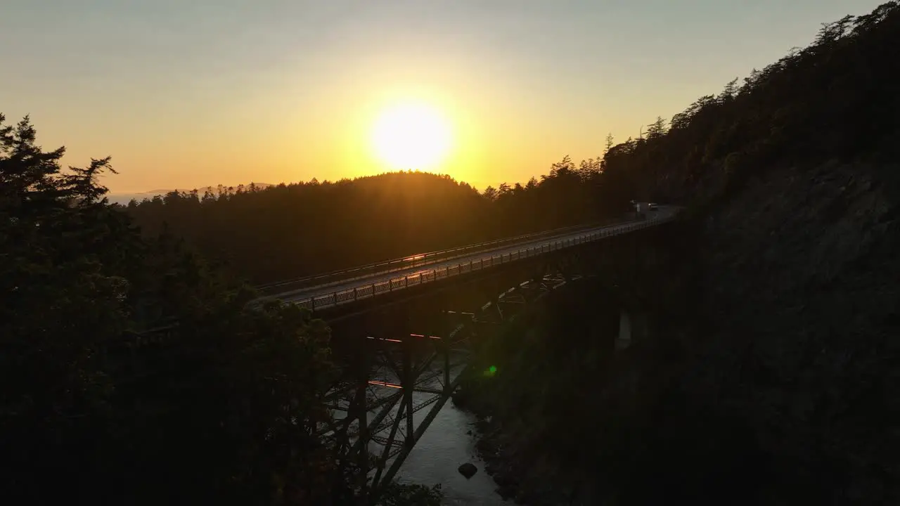 Aerial view of Deception Pass Bridge connecting Whidbey Island to Fidalgo Island