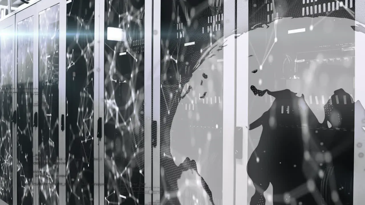 Animation of globe over server room