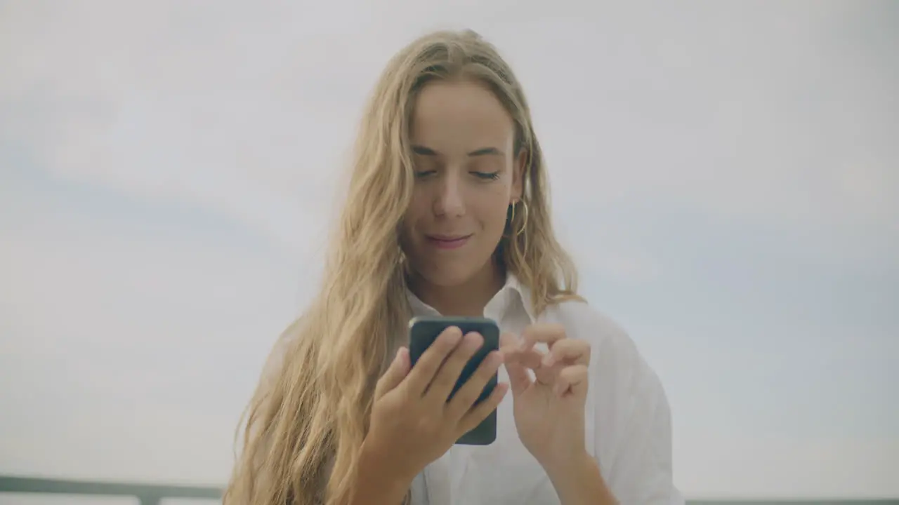 Positive Woman Browsing Social Media