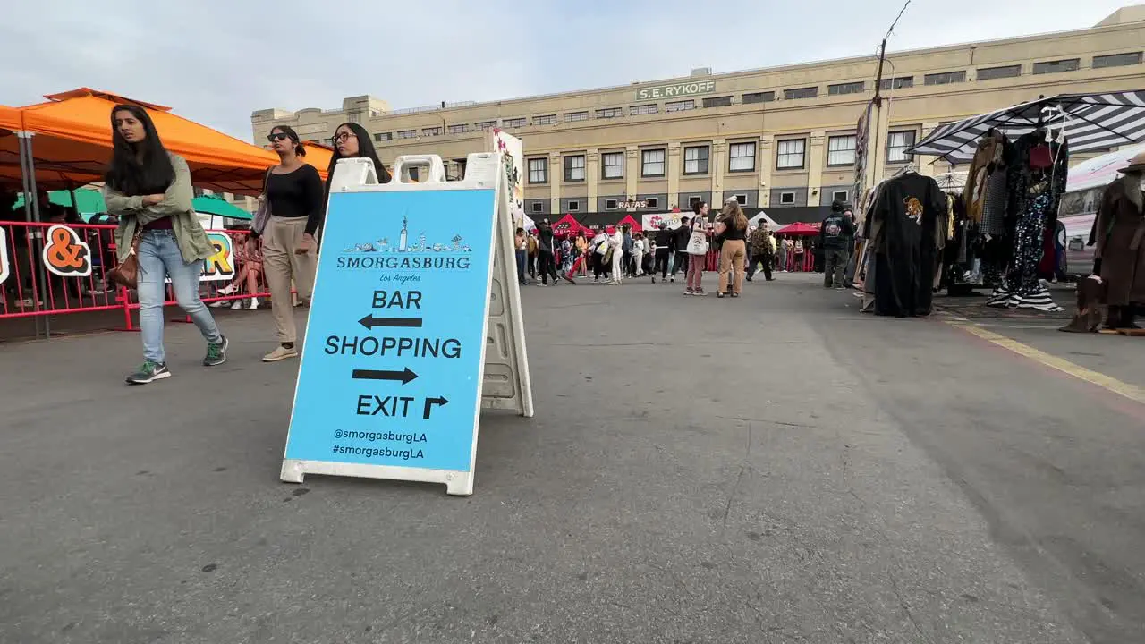 Bar shopping food booths and other vendors attract a crowd at Smorgasburg in Los Angeles