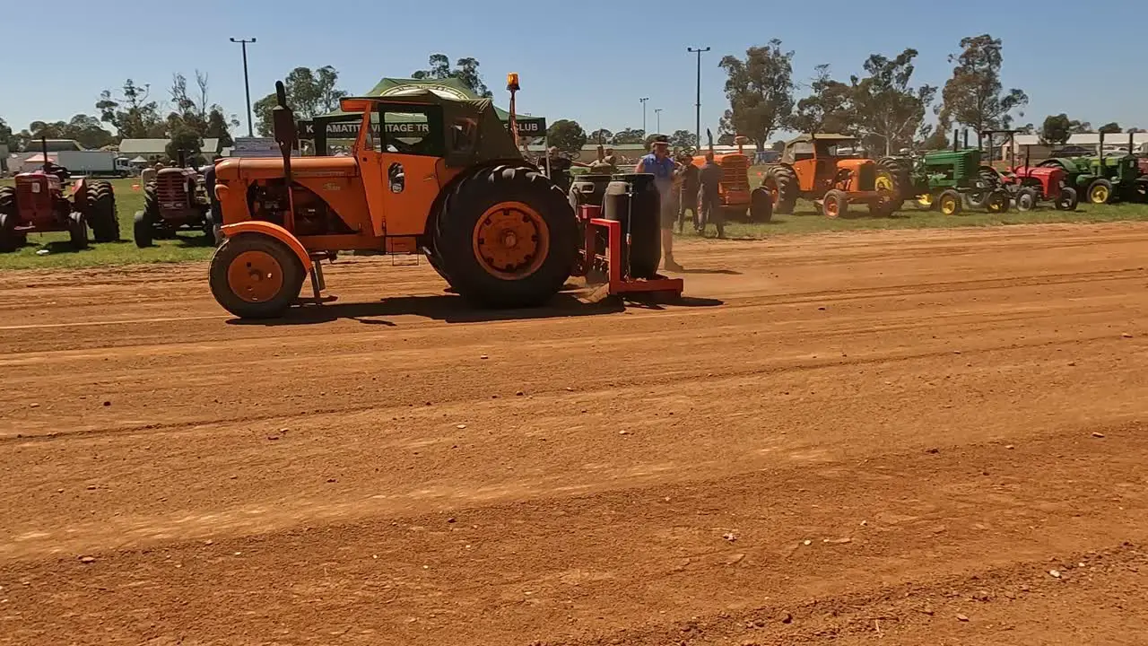 Yarrawonga Victoria Australia 7 October 2023 A grading tractor maintaining the tractor pull track at the Yarrawonga Show in Victoria Australia