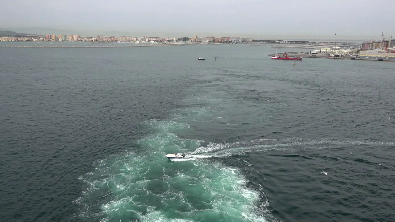 Gibraltar Wake From Ship Leaving