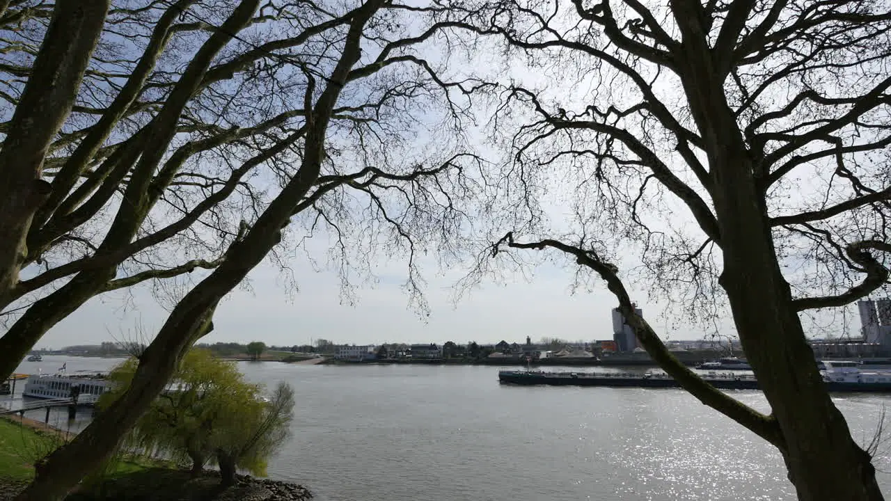 Netherlands Barge On De Lek At Schoonhoven Time Lapse