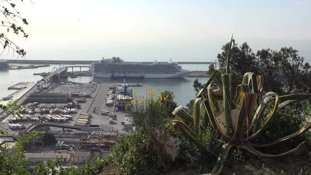 Spain Barcelona Cruise Ship Docked