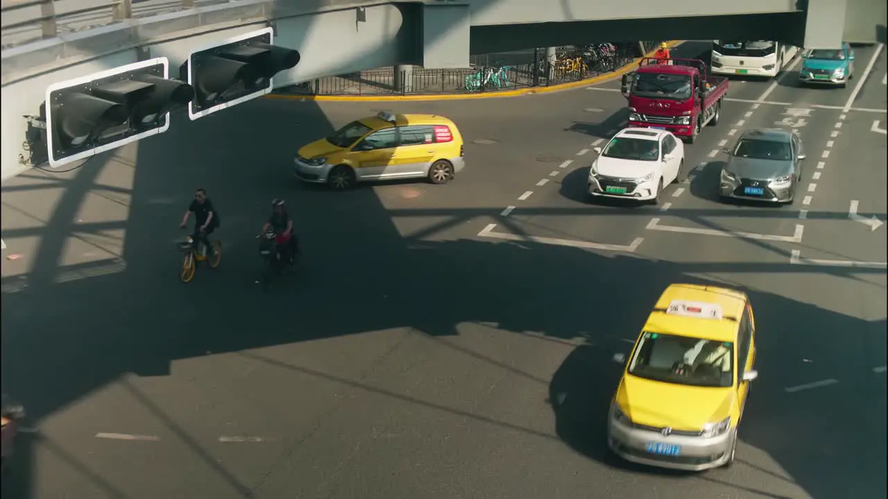 Overhead view of a busy road in Shanghai