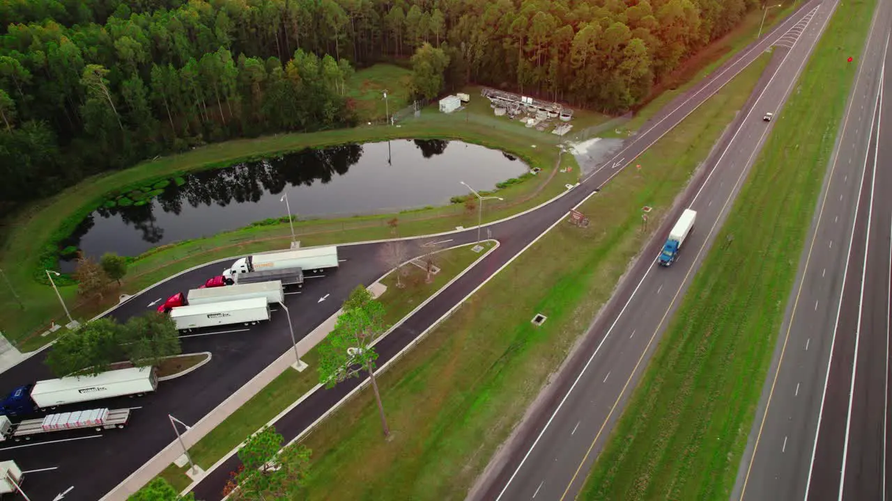 Prime inc trucks parked at Rest area from Osceola Florida