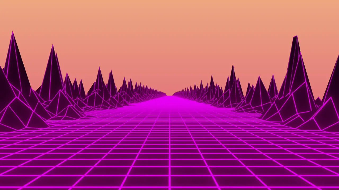 Animation of digital mountains on orange background