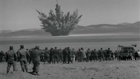 1950s American Military Personnel Observing Underground Nuclear Test 