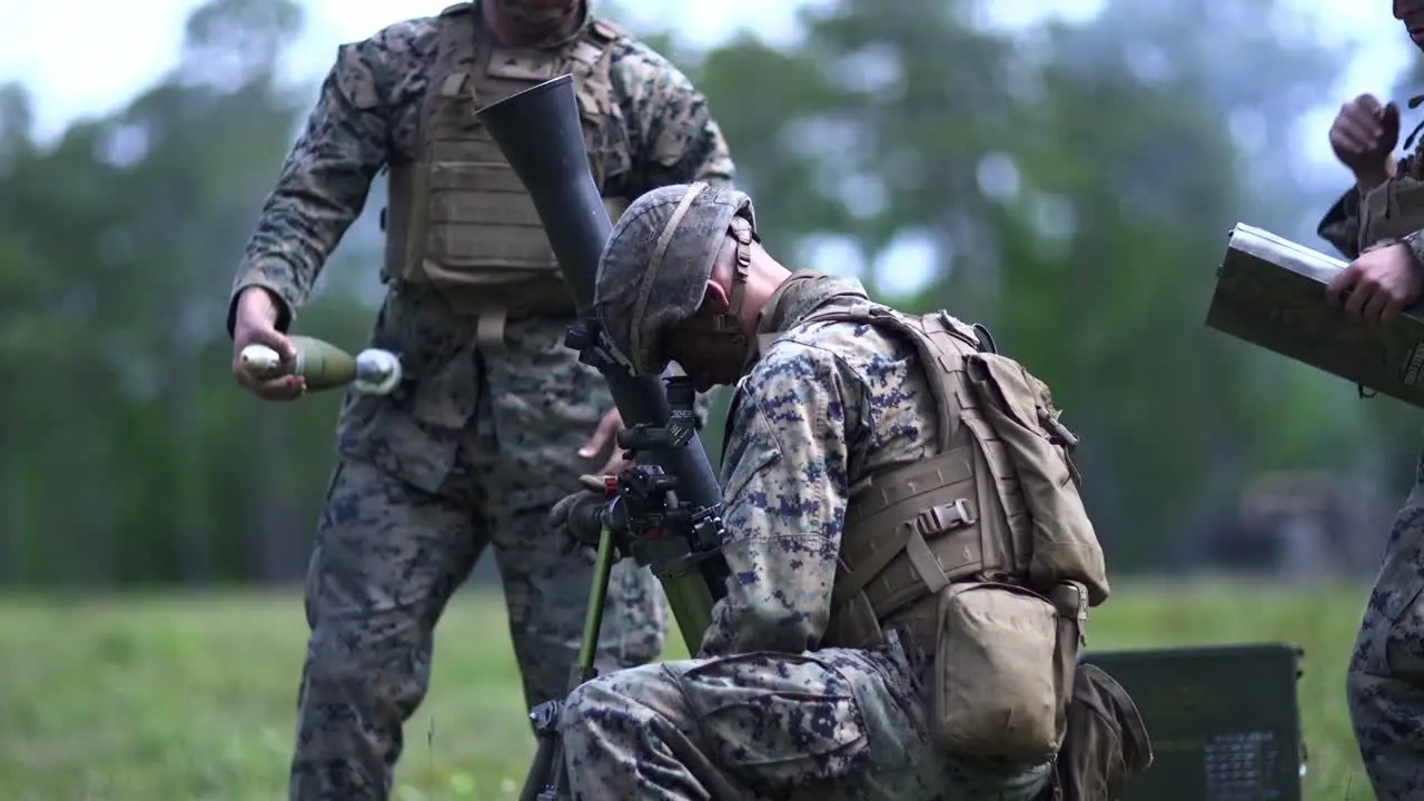 Us Marines Fire Mortar Rounds During Battalion Field Exercise To Sharpen Artillery And Expeditionary Skills Camp Lejeune Nc 2