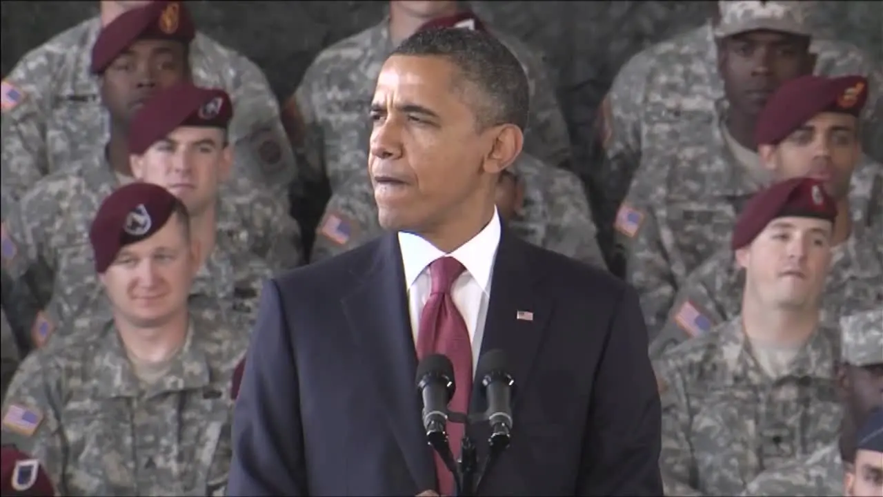 President Barack Obama Welcomes Home The Troops From Iraq At A Speaking Engagement In Ft Bragg North Carolina