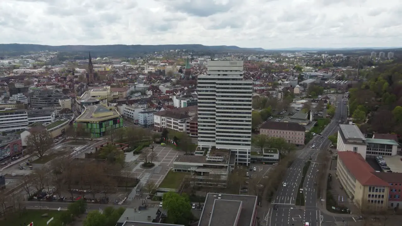 Kaiserslautern skyline cityscape aerial view with downtown city hall and shopping Mall