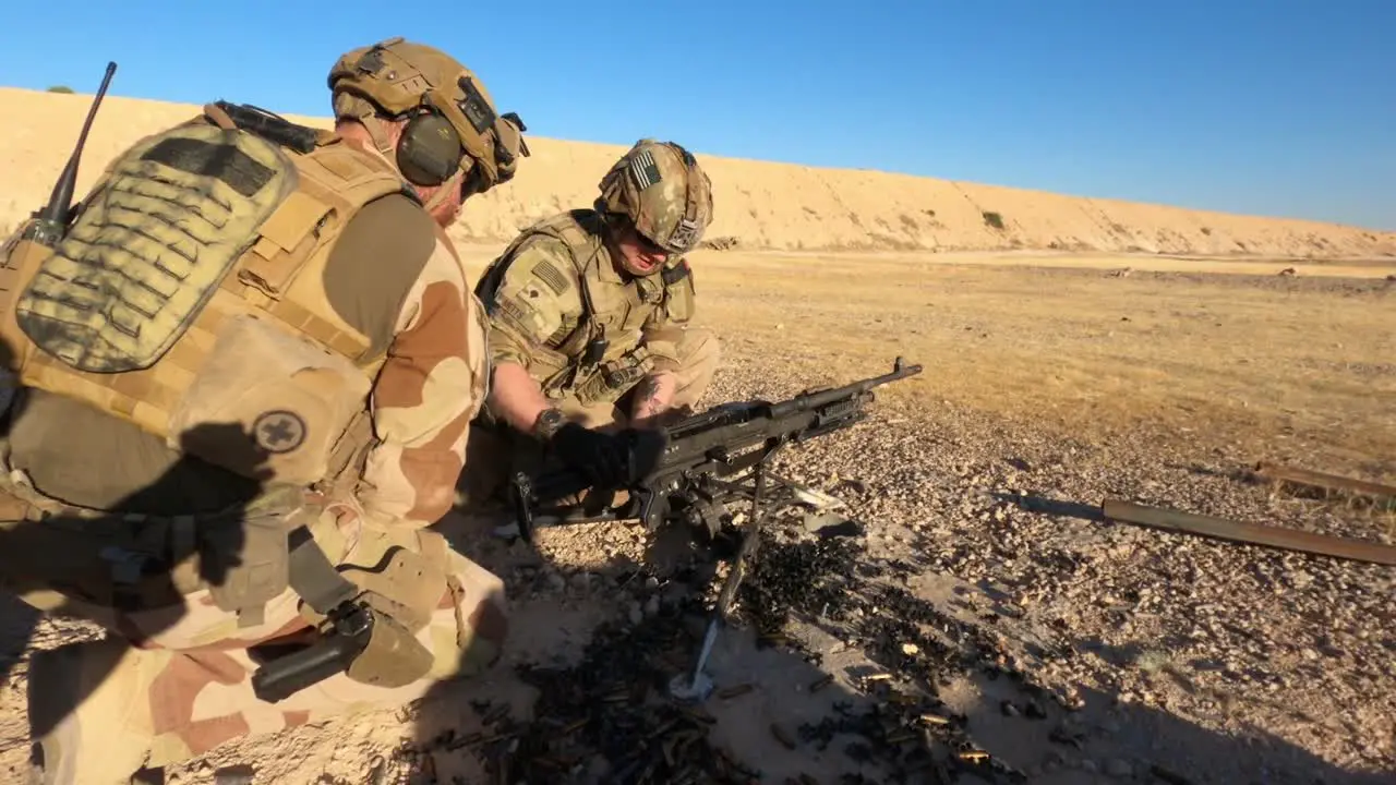 Us Army Infantrymen And Norwegian Soldiers Conduct A Joint Live Fire Exercise At Al Asad Air Base In Iraq