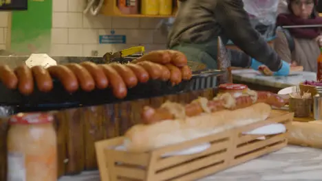 Close Up Of Food Stall Selling Hot Dogs In Camden Lock Market In North London UK 1