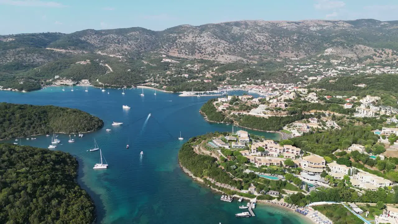 Syvota Scenic Coastal Village and Port at Epirus Greece Mainland Aerial