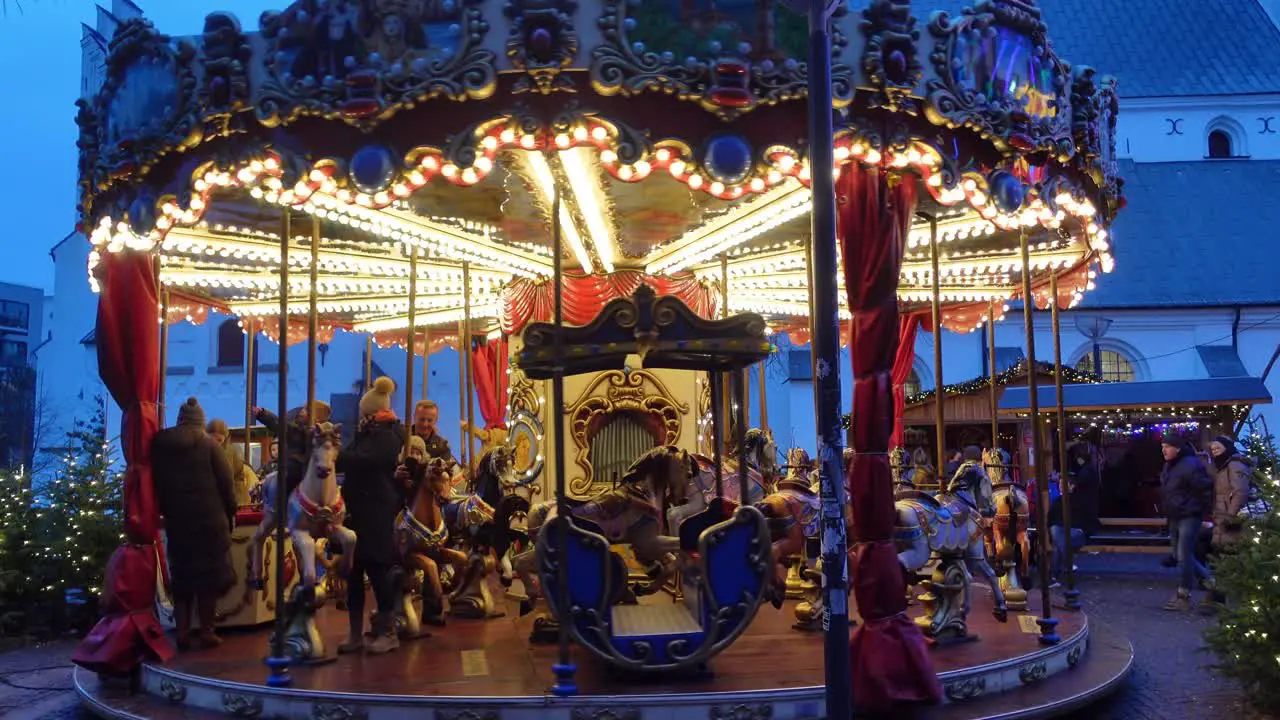 Kids Carousel at a Christmas Market in Denmark