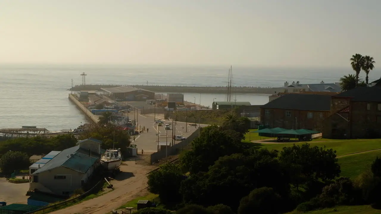 Static shot of Mossel Bay harbour at sunrise