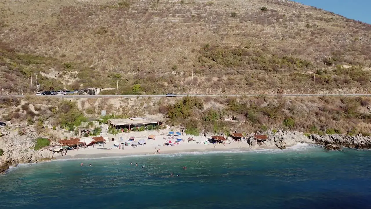 Small family beach with turquoise waters in Albania Adriatic Sea