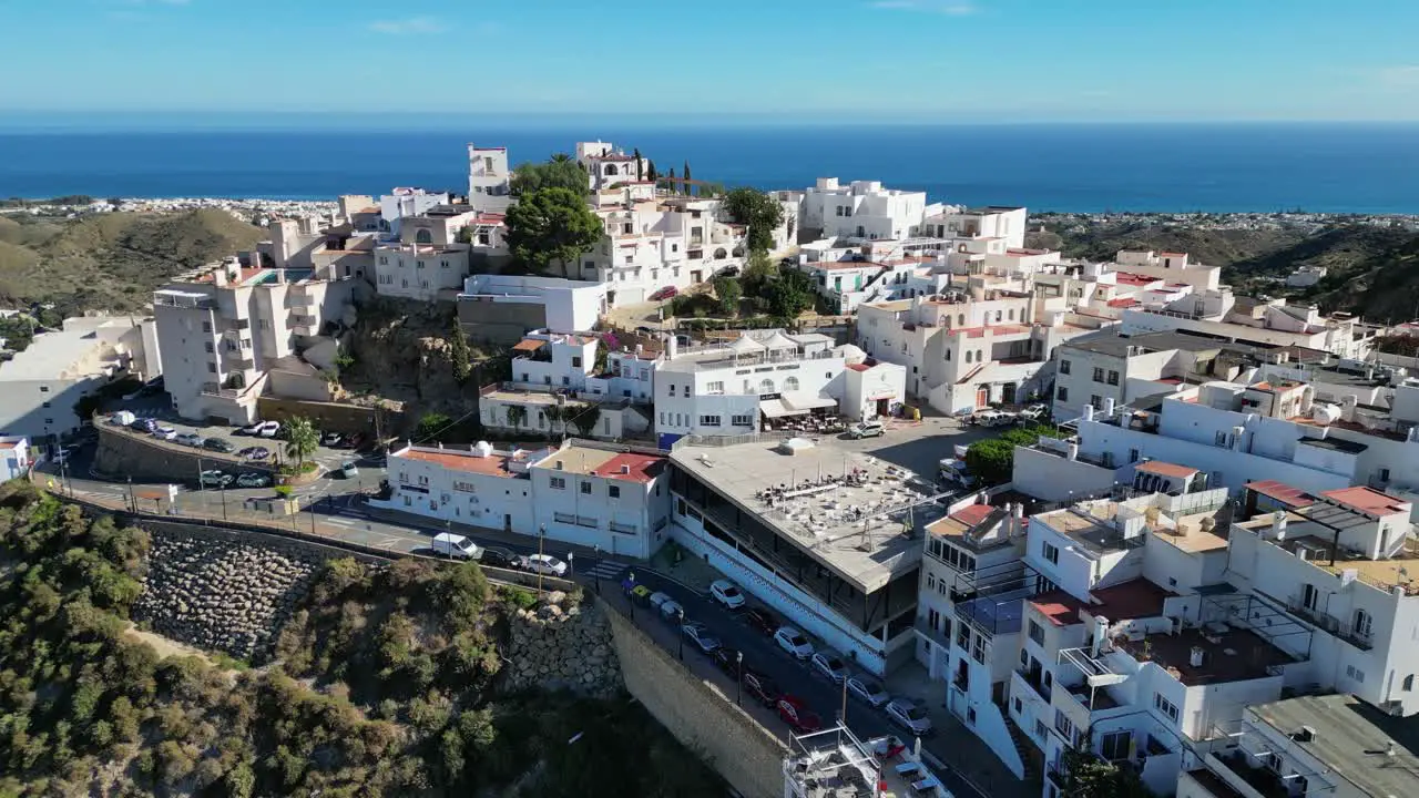 Mojacar Popular White Village in Almeria Andalusia Spain Aerial 4k