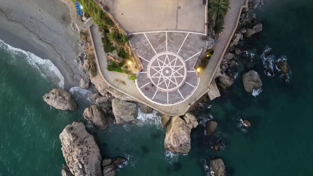 Nerja Balcon de Europa in Malaga Costa del Sol Andalusia Spain Aerial 4k Birdseye Zoom out