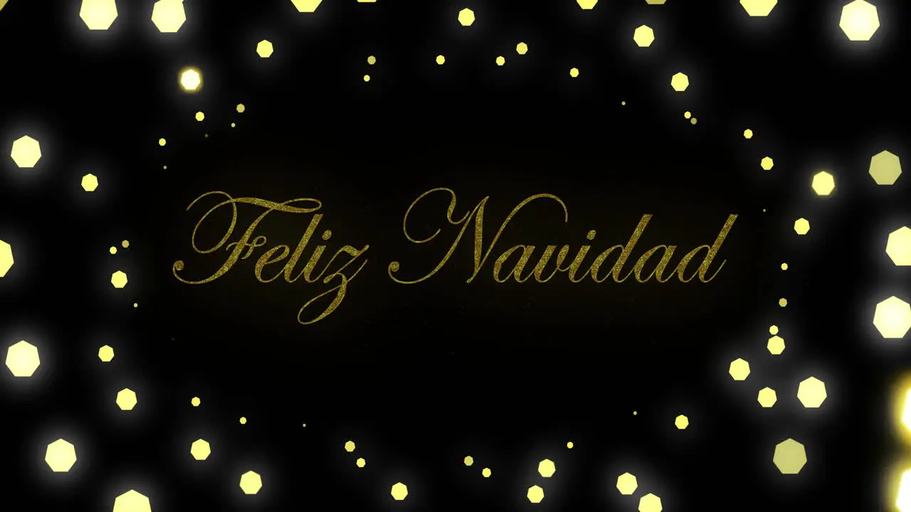 Animation of lens flares around feliz navidad text over black background