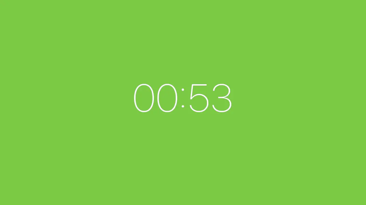 Simple fifty nine second white digital count down timer green screen chroma key timer counter isolated