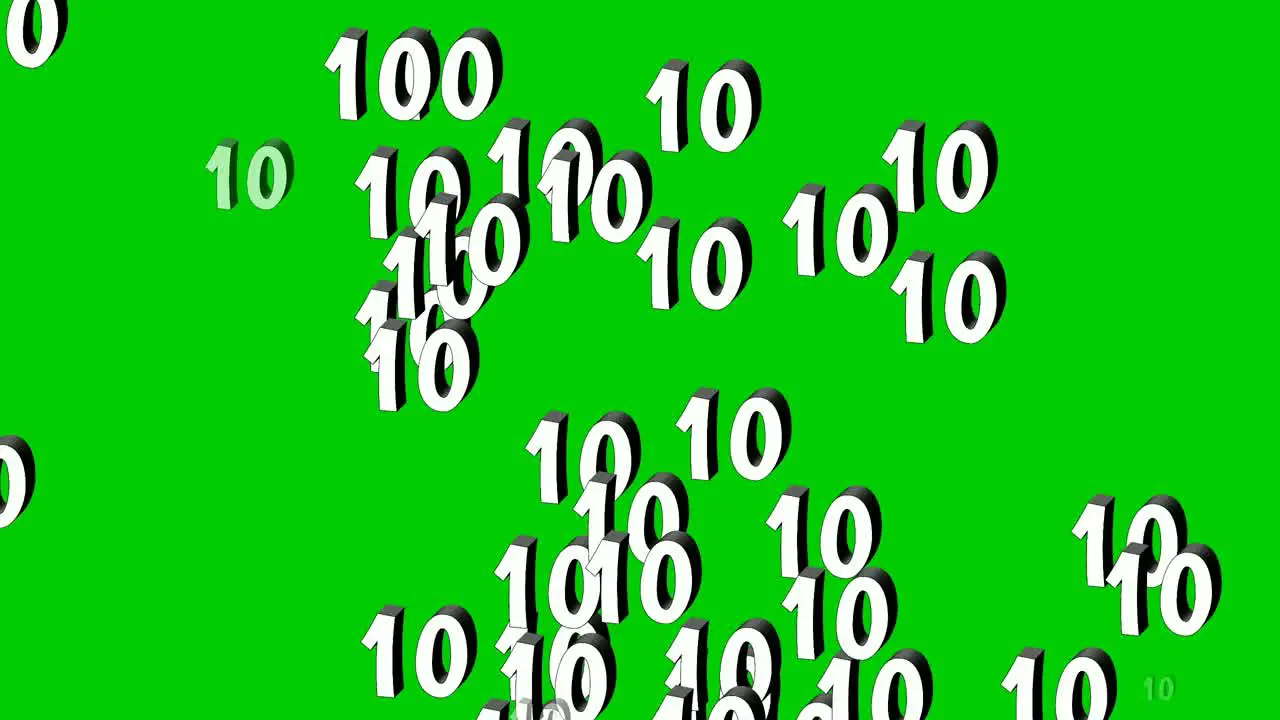 Animation Number ten 10 cartoon flaying moving up on green screen