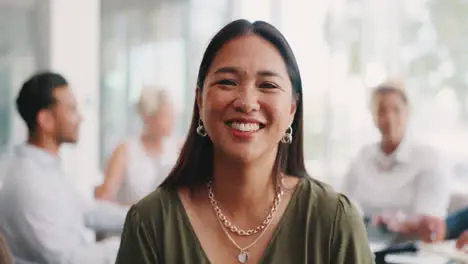 Asian business meeting and face of woman