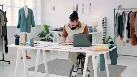 Fashion designer and woman with sewing machine