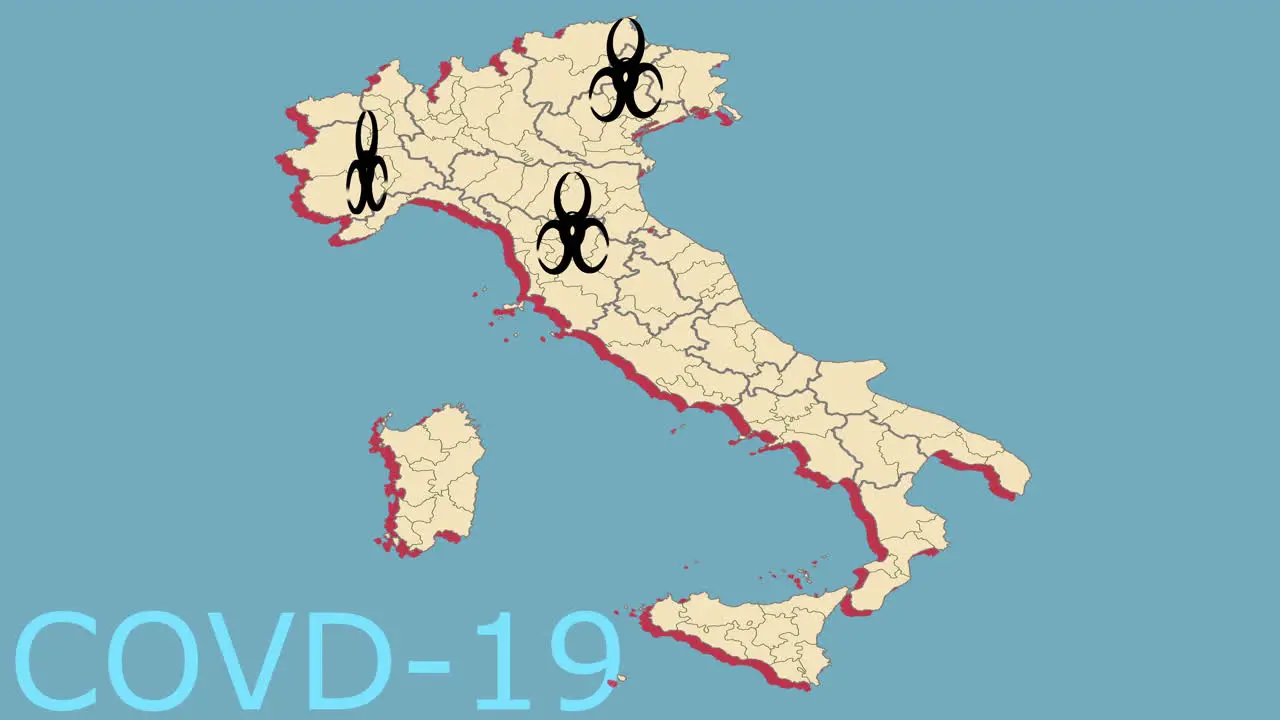 Concept of Italy being quarantined or lockdown due to covid-19 or coronavirus outbreak or epidemic