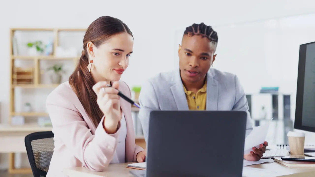 Laptop planning and business people in discussion