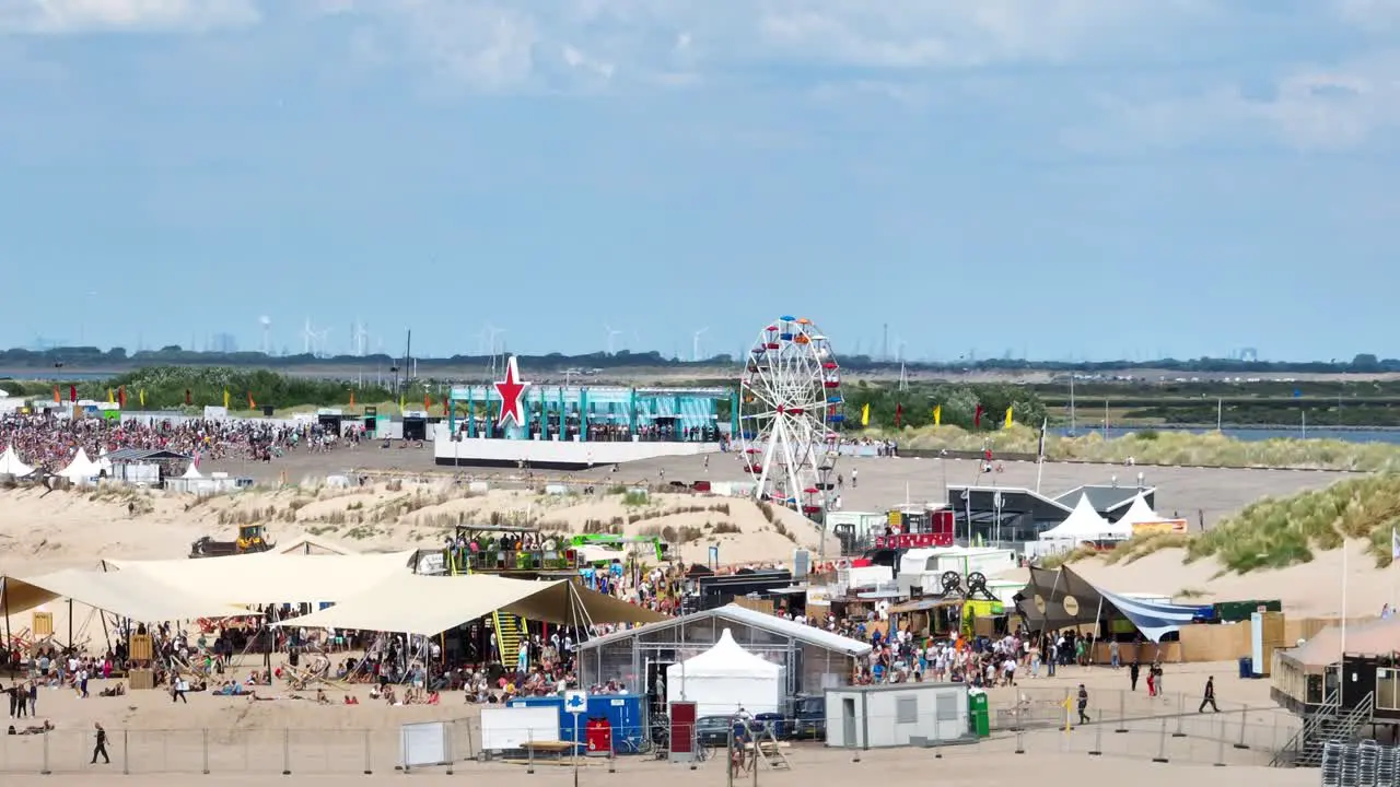 Drone view of the annual concert at sea in Brouwersdam Netherlands