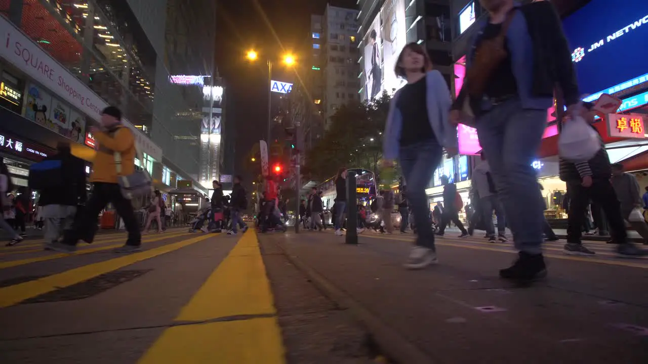 Low Level Shot of Hong Kong Crosswalk