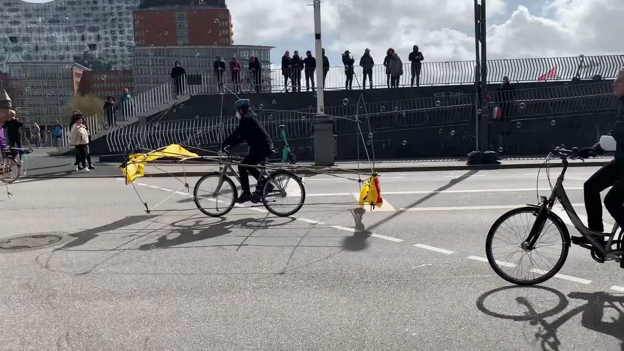 Protest against cars and pollution in the city of Hamburg carried out on bicycles