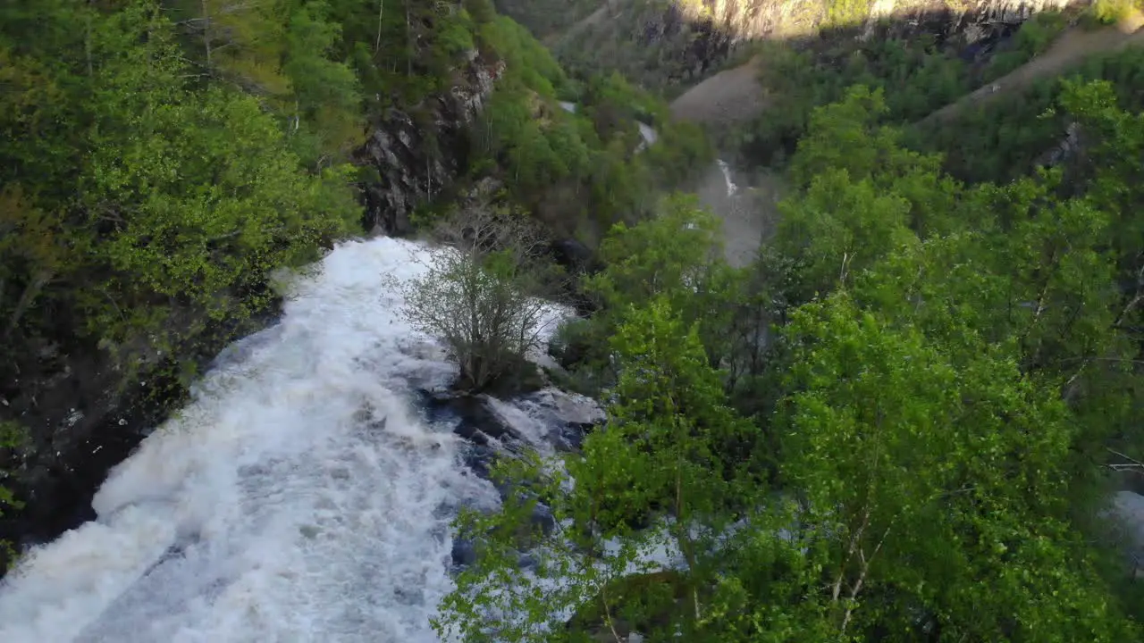 Skjervsfossen waterfall Norway Drone 4k footage