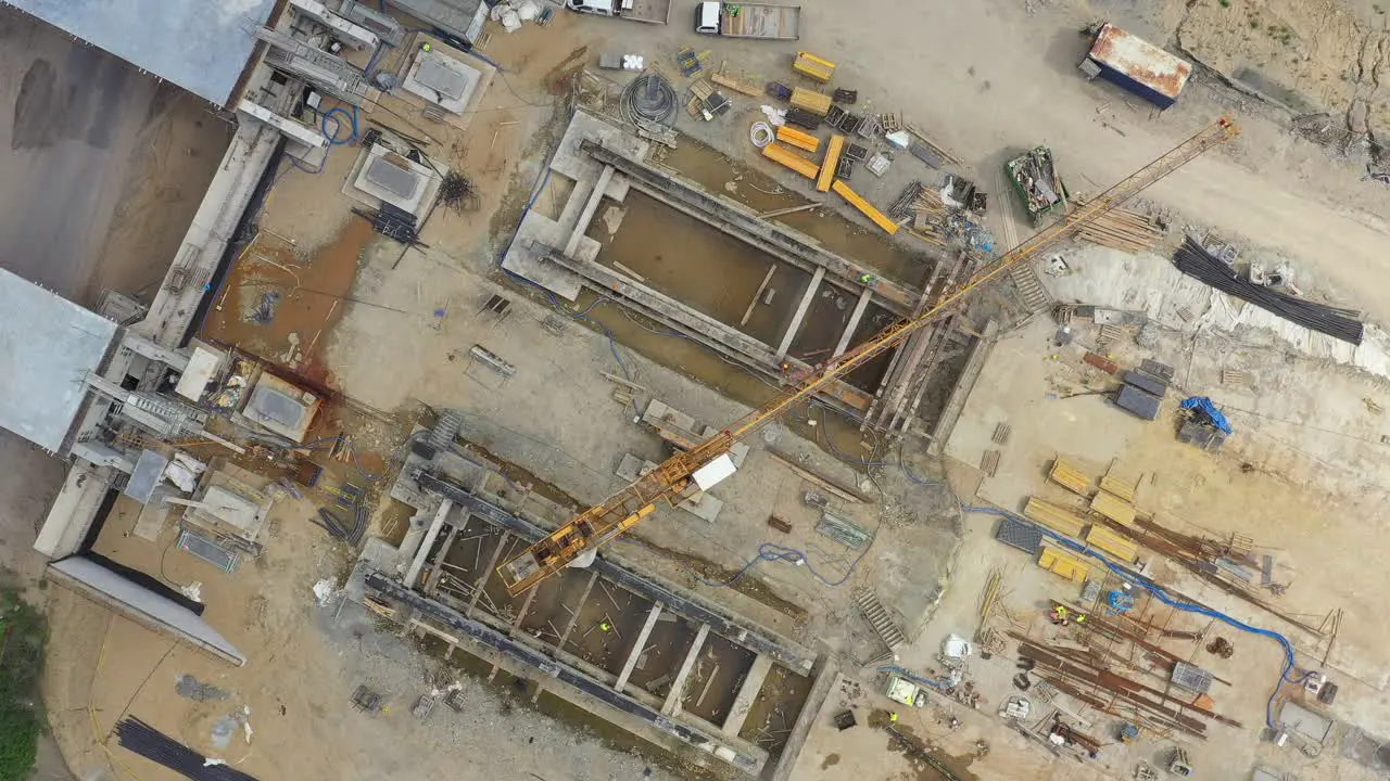 Aerial video subway construction site