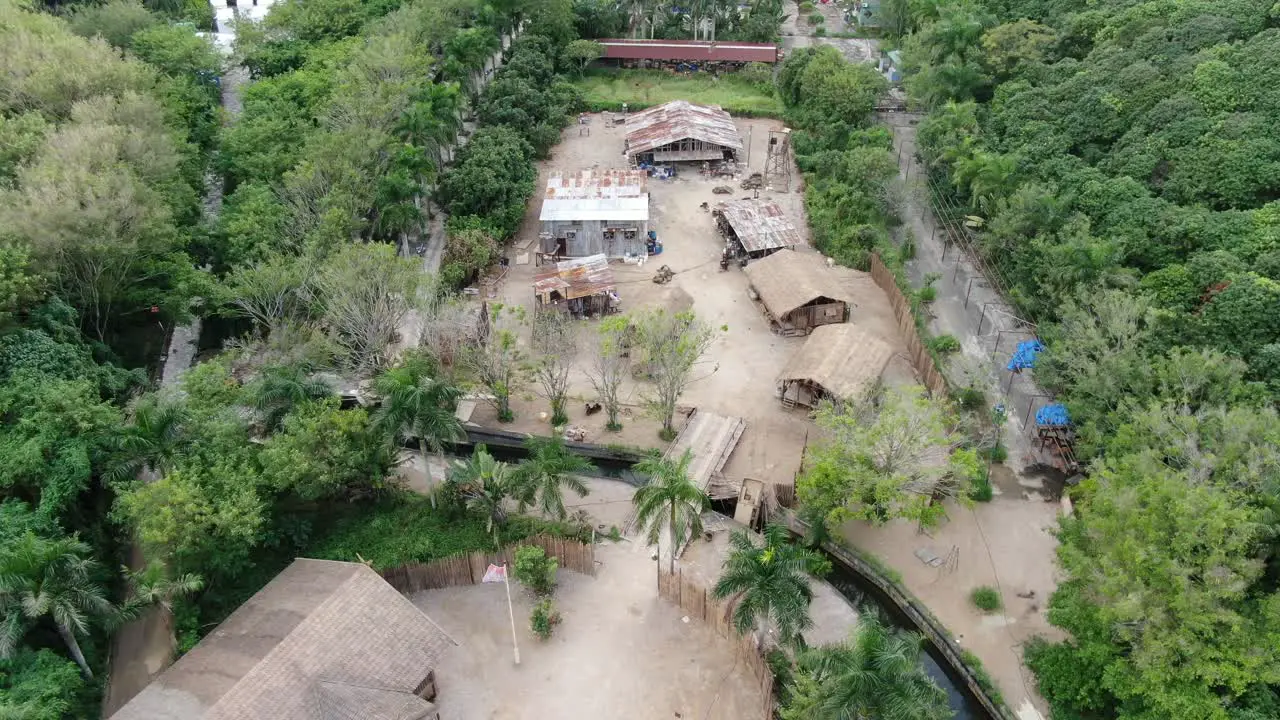 Old village movie set simulating south east Asia In Hong Kong Aerial view