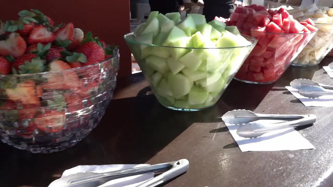 Fruits sliced and cubed ready to be served