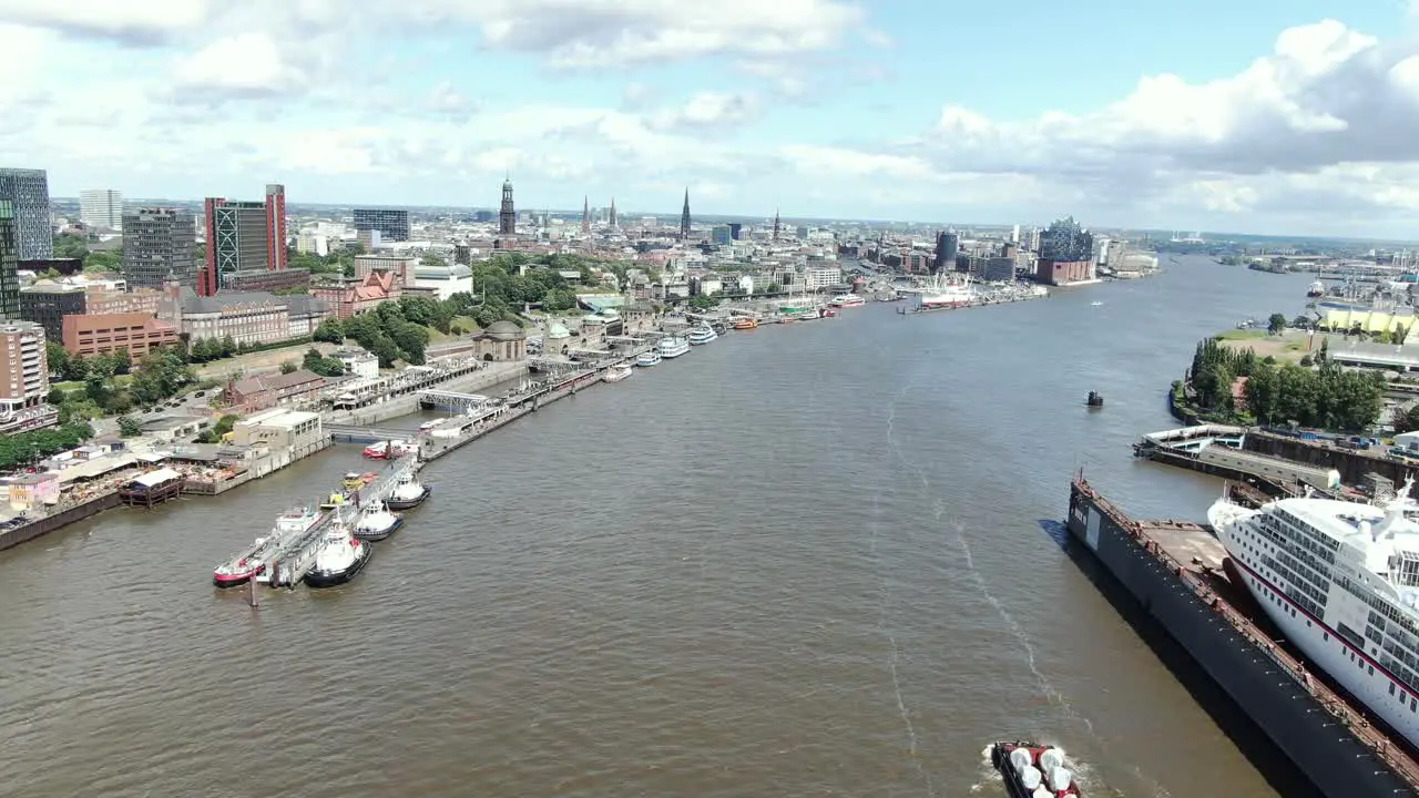 River Elbe Hamburg skyline landmarks transportation